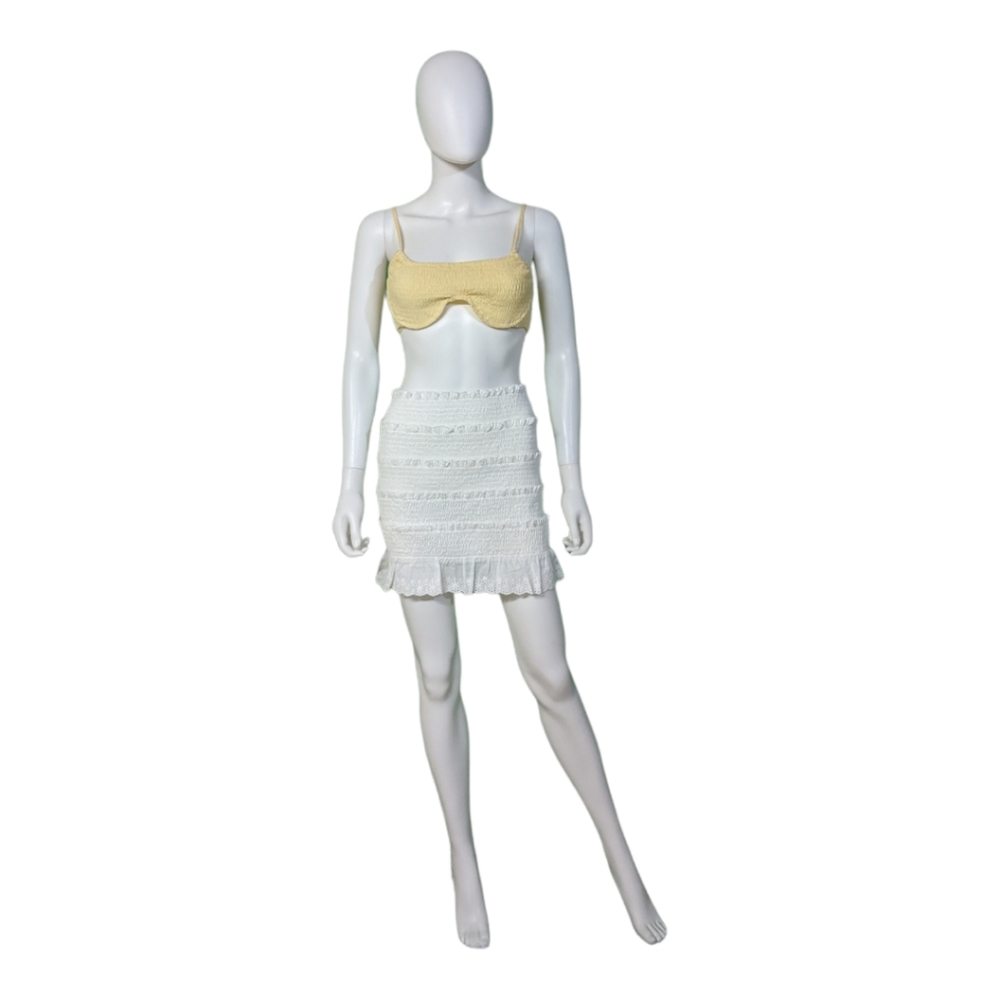 Le Lis Collection Smocked Mini Skirt White S